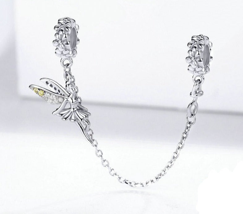 Corrente de Segurança Fada no Jardim - 100% Prata 925 com zircônias