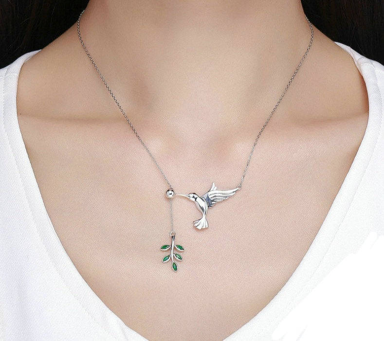Colar Beija-Flor Pendente - 100% Prata 925