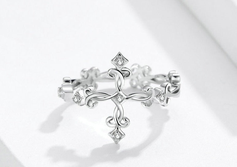Anel Cruz Diamond - 100% Prata 925 com Zircônias