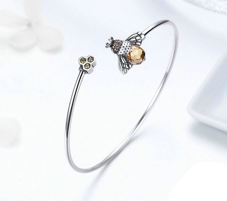 Bracelete Abelha Rainha - 100% Prata 925