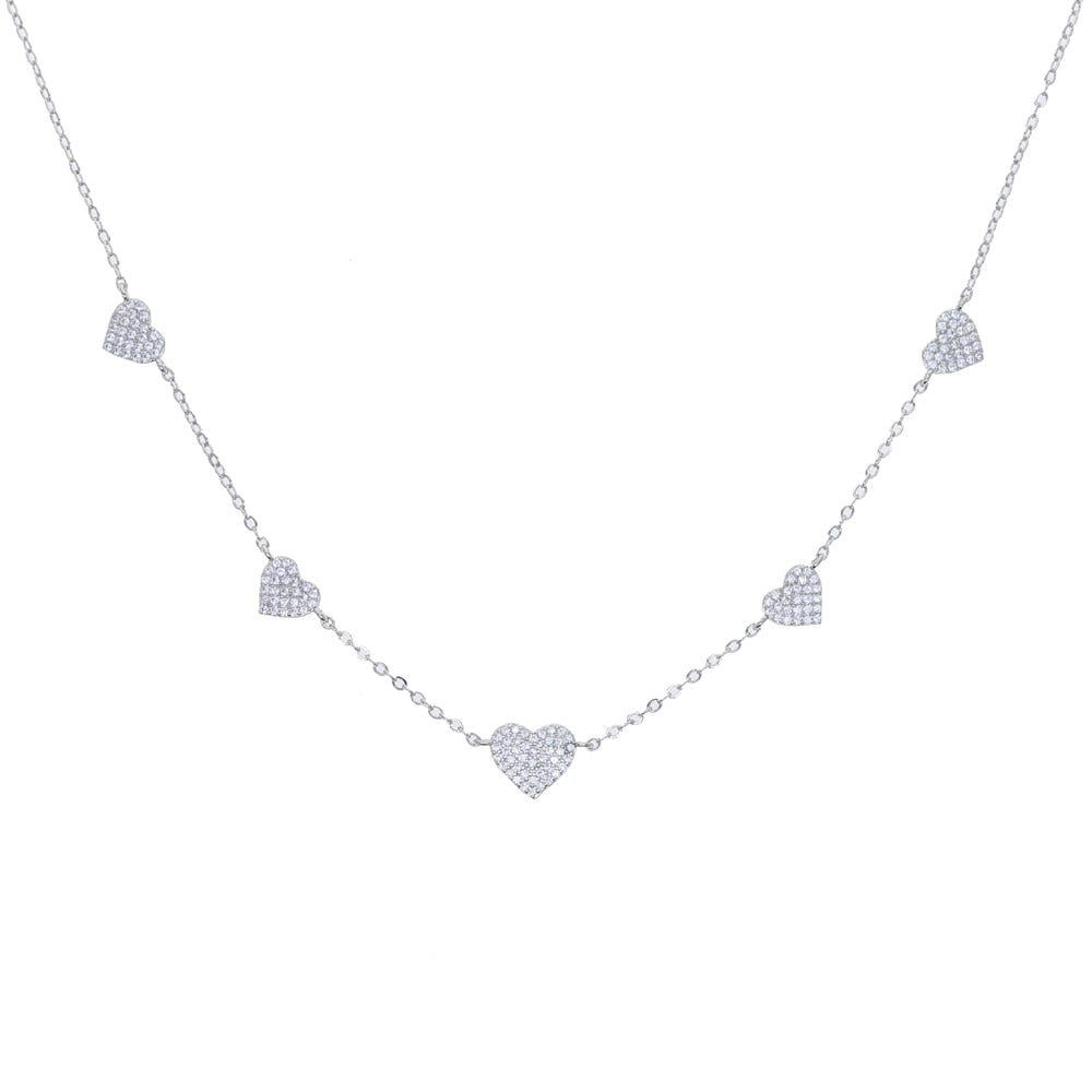 Colar Coração Pendente Cristal - Cravejado com zircônias