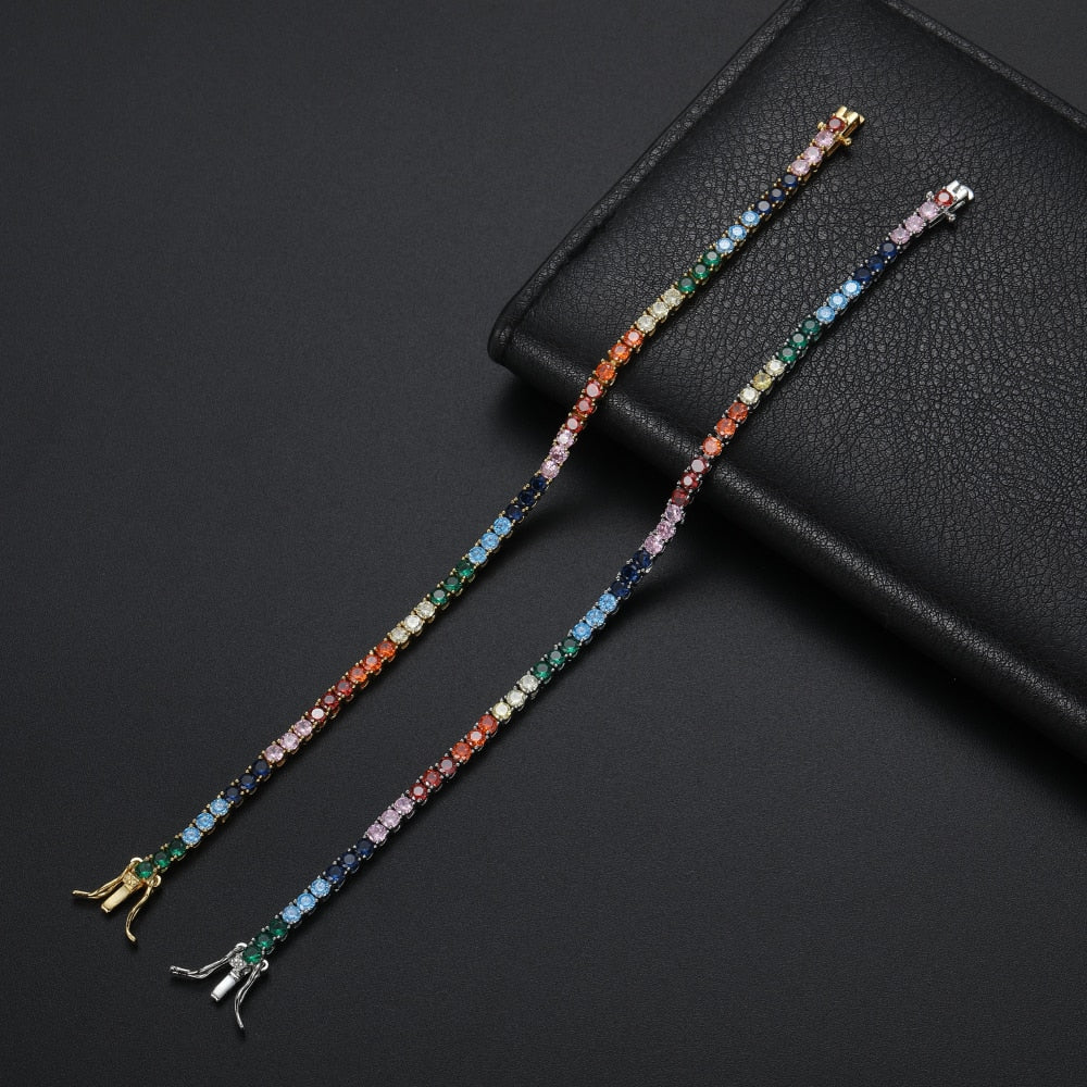 Pulseira Color Stone 3 mm - Cravejada com zircônias