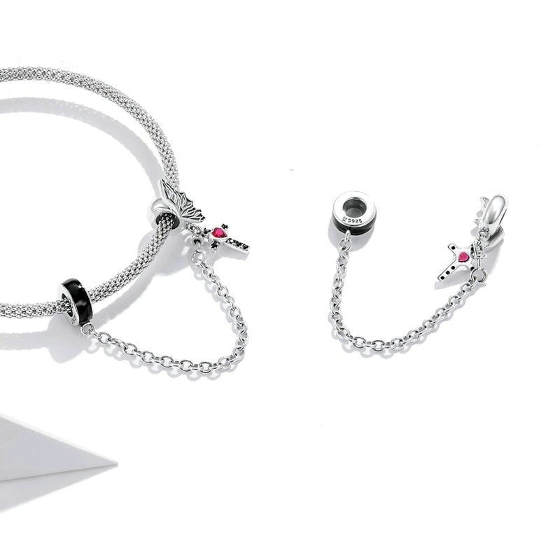 Corrente de Segurança Black Angel - 100% Prata 925