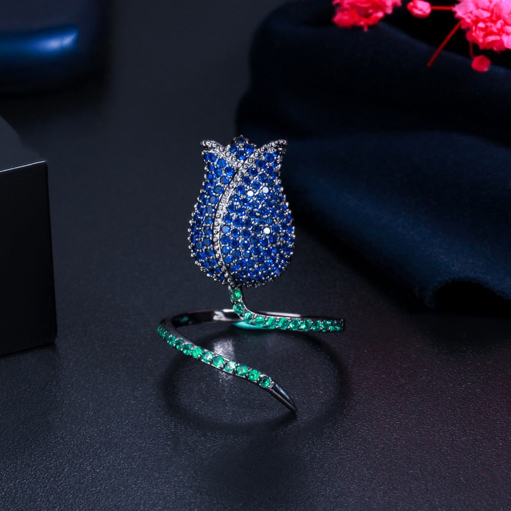 Anel Rosa Crystal - Cravejado com Zircônias