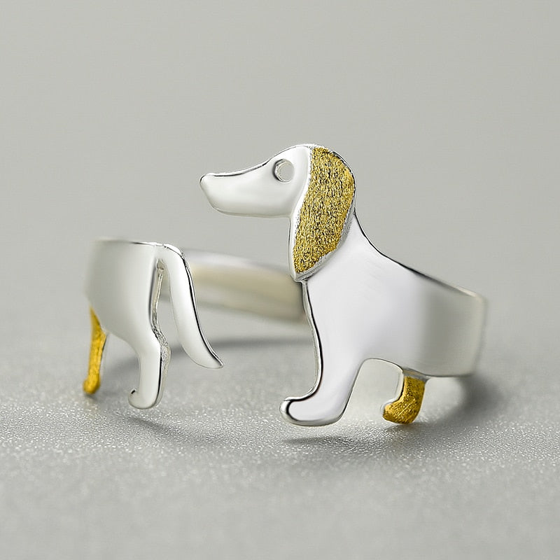 Anel Golden Dog - 100% Prata 925