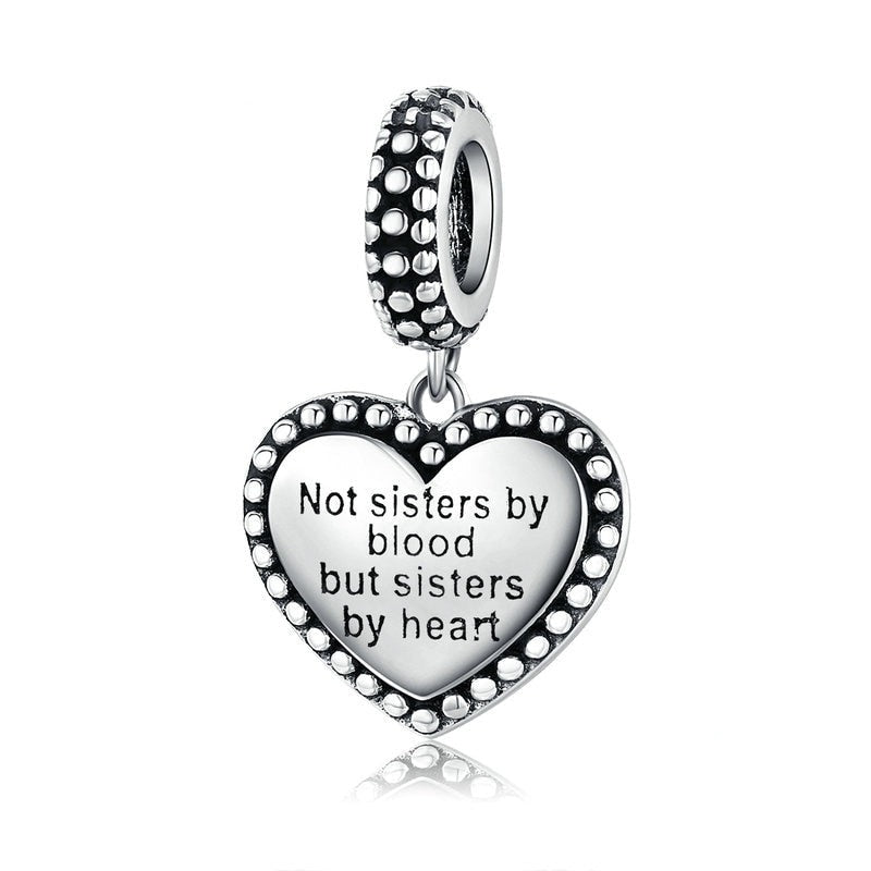 Charm Pendente de Coração Irmãs de sangue - 100% Prata 925