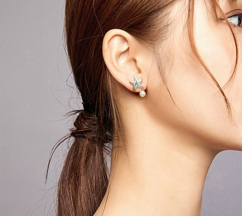 Brinco Estrela do Mar - 100% Prata com Zircônias