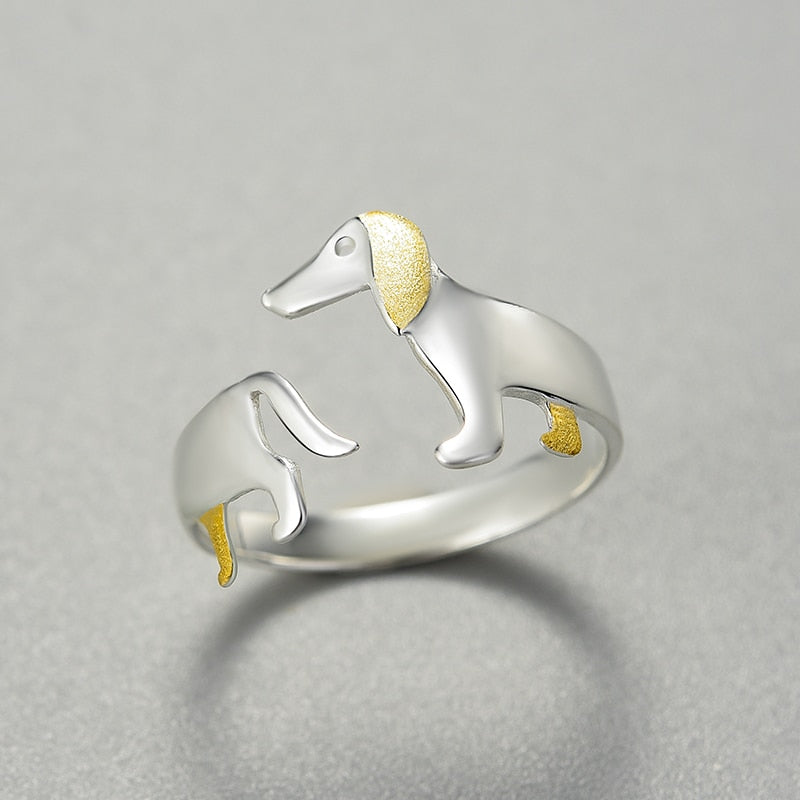 Anel Golden Dog - 100% Prata 925