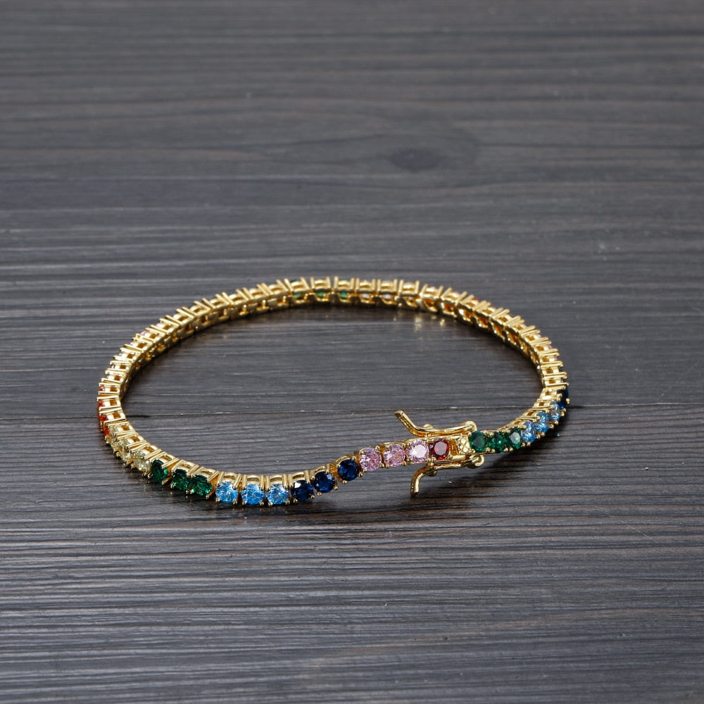 Pulseira Color Stone 3 mm - Cravejada com zircônias
