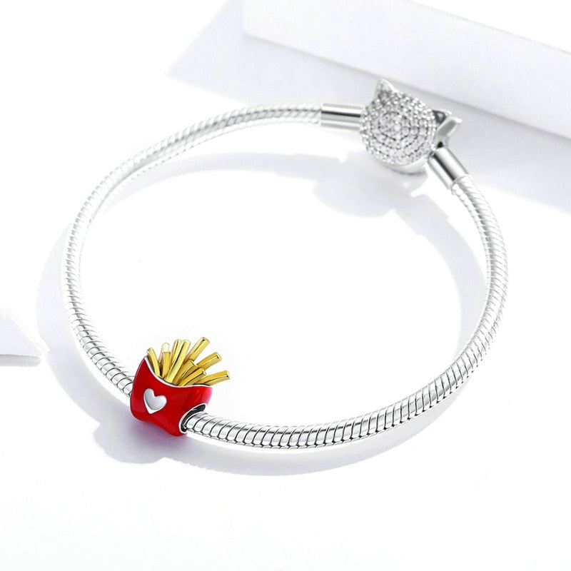 Charm Clips Batata Frita - 100% Prata 925 Esmaltada