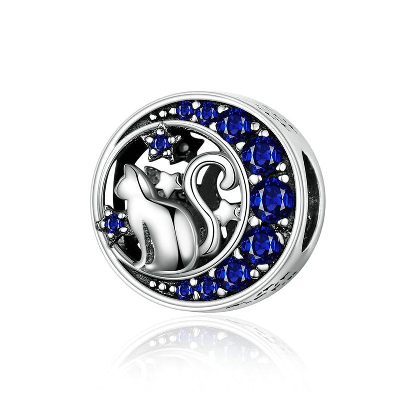 Charm Gato na Lua - 100% Prata 925 com zircônias