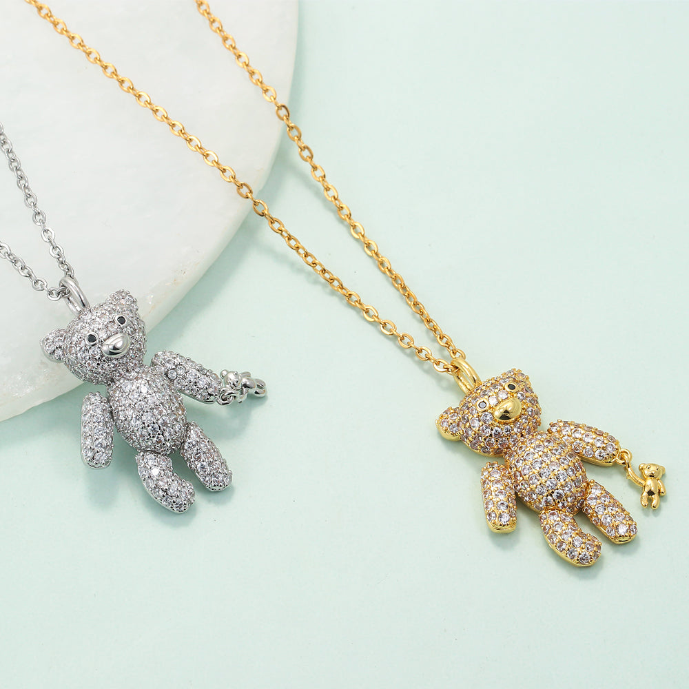 Colar Urso Teddy - Cravejado com zircônias