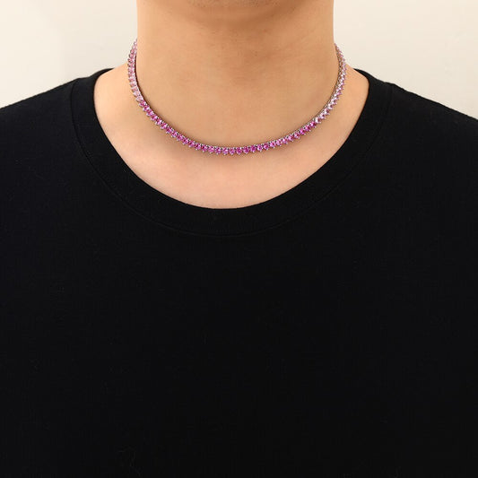 Riviera de Três pontas Pink Degradê - Cravejada com zircônias