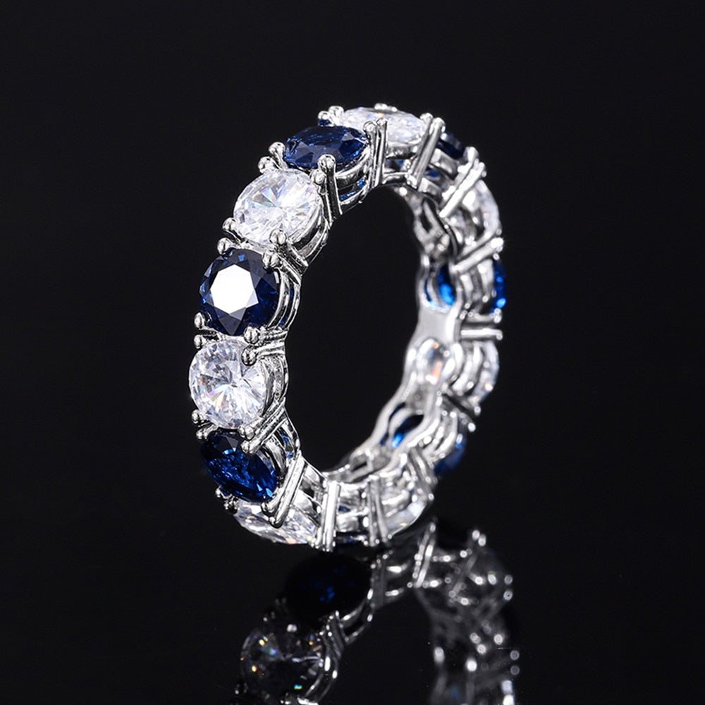 Anel Aquamarine - 100% Prata com Moissanite