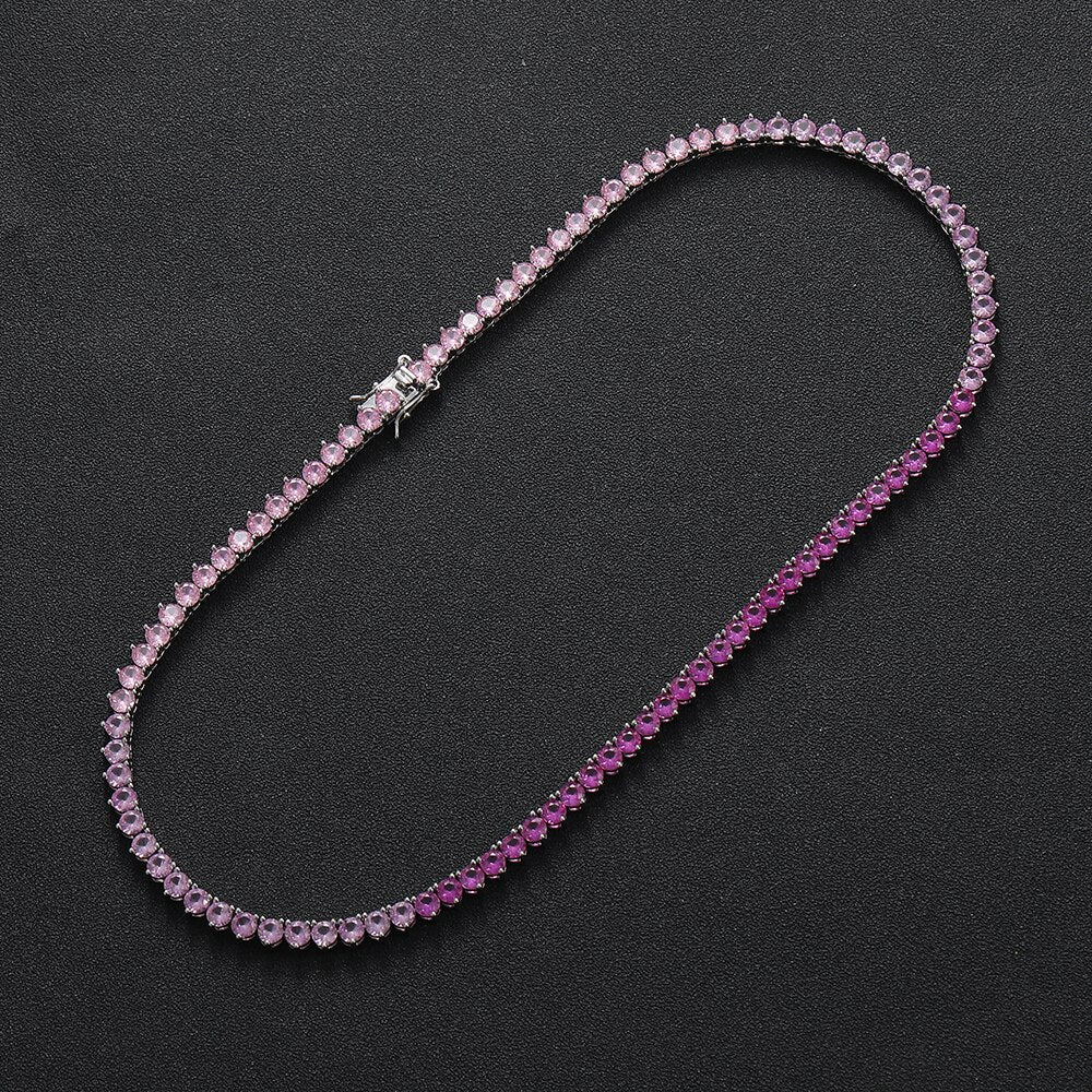Riviera de Três pontas Pink Degradê - Cravejada com zircônias