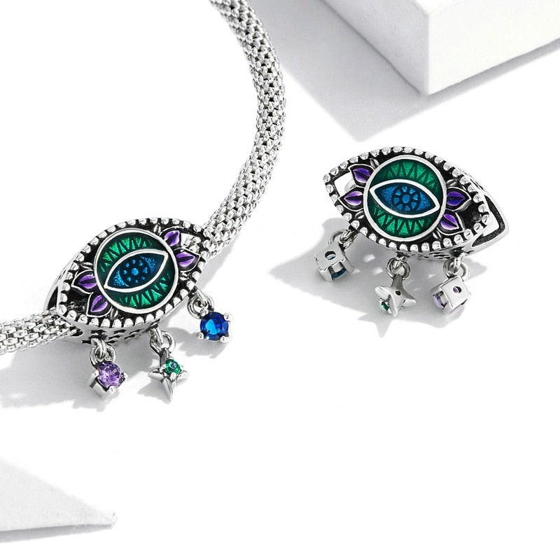 Charm Olho do Dragão - 100% Prata 925 com zircônias