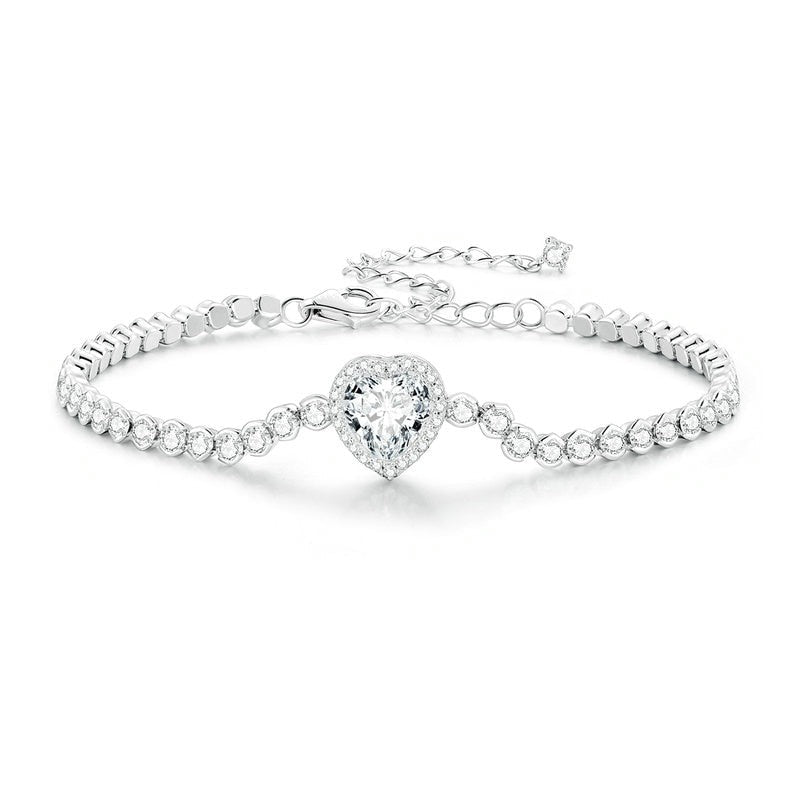 Pulseira de Coração Sophie - 100% Prata 925 com zircônias