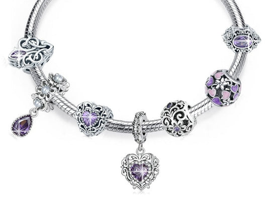 Charm Purple Love - 100% Prata 925 com Zircônia