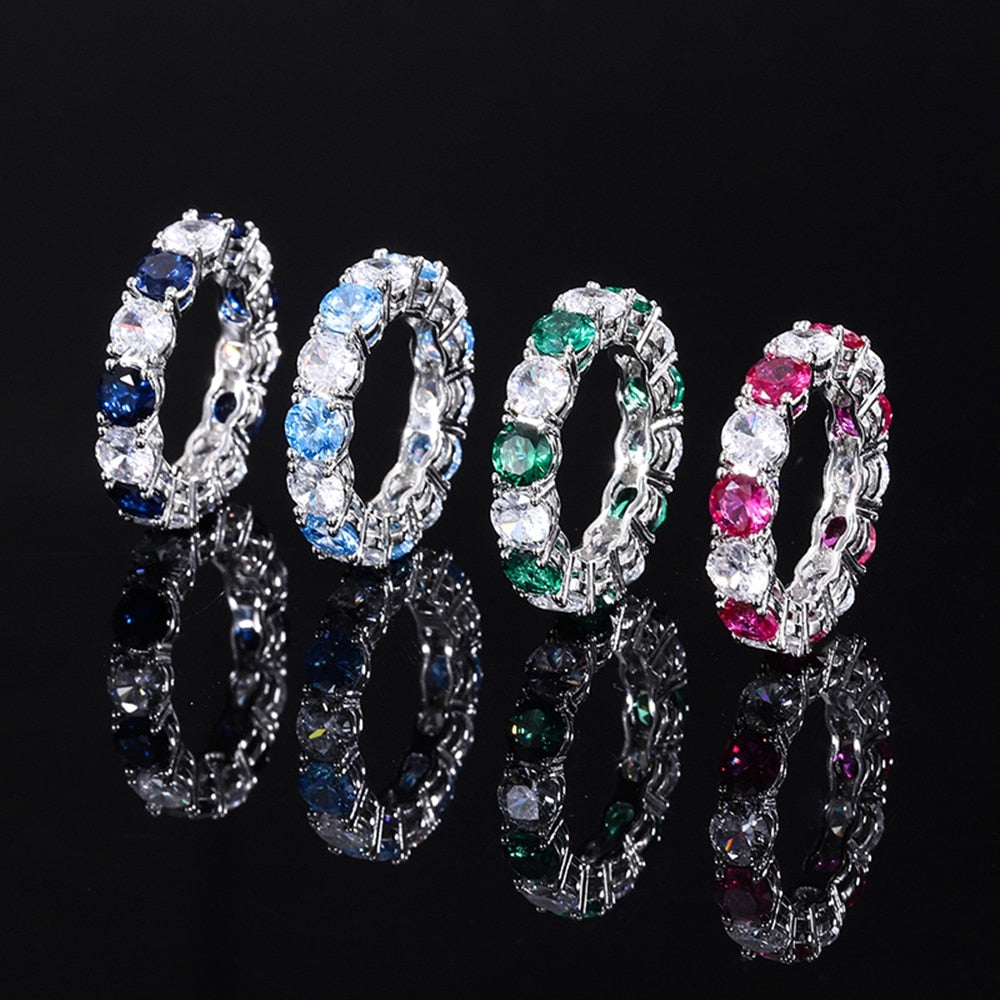 Anel Aquamarine - 100% Prata com Moissanite