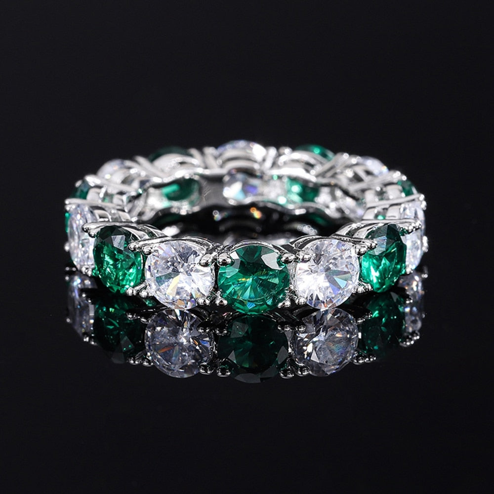 Anel Aquamarine - 100% Prata com Moissanite