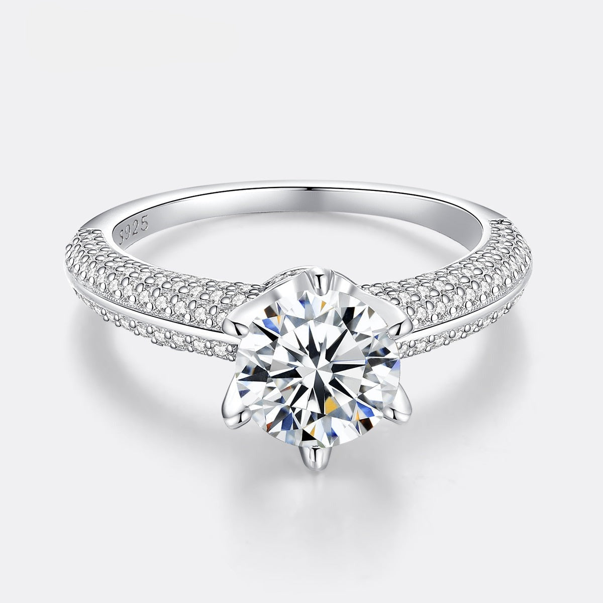 Anel Eternity - 100% Prata com Moissanite