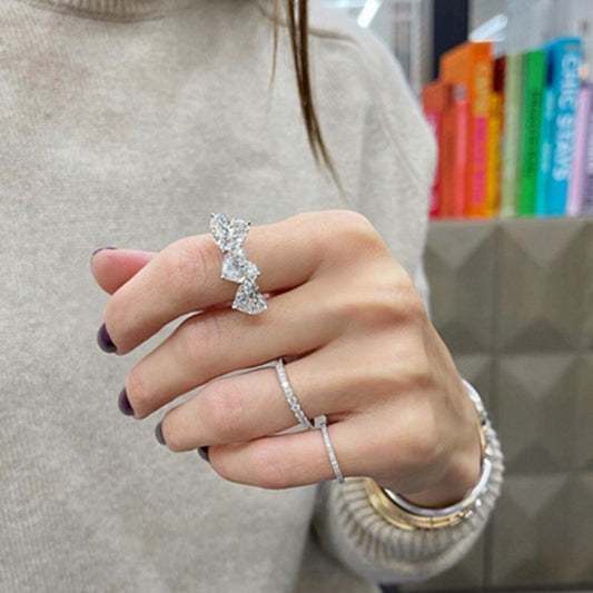 Anel de Coração Lily - 100% Prata 925 com Moissanite