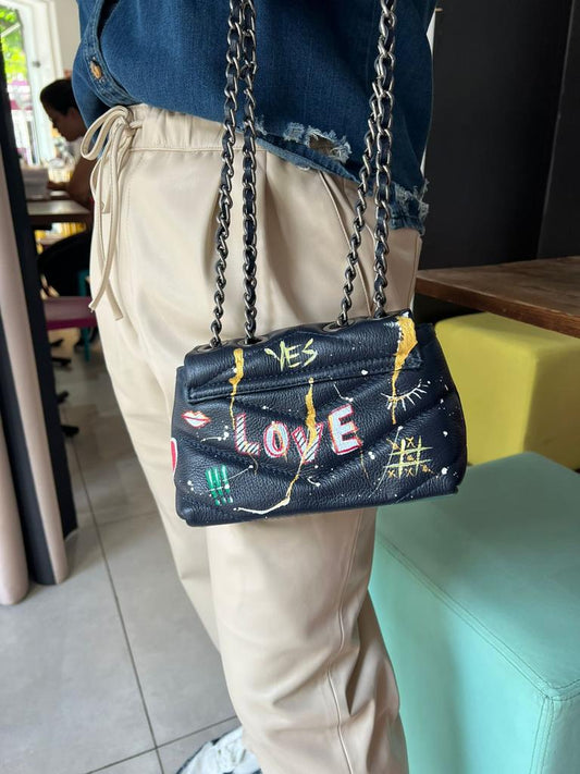 Bolsa Splash Love Personalizável - 100% Couro pintado a mão