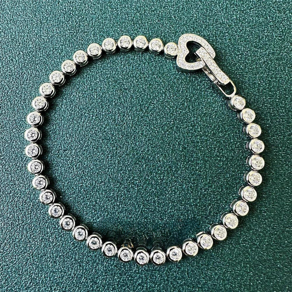 Pulseira Fine Heart - 100% Prata com moissanite