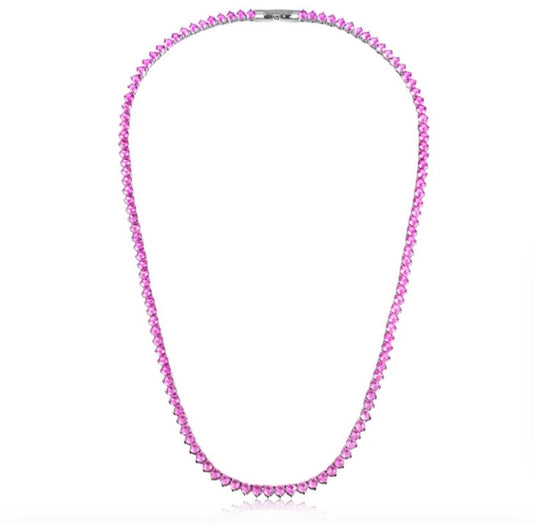 Riviera três pontas Pink 3 mm - Cravejada com zircônias
