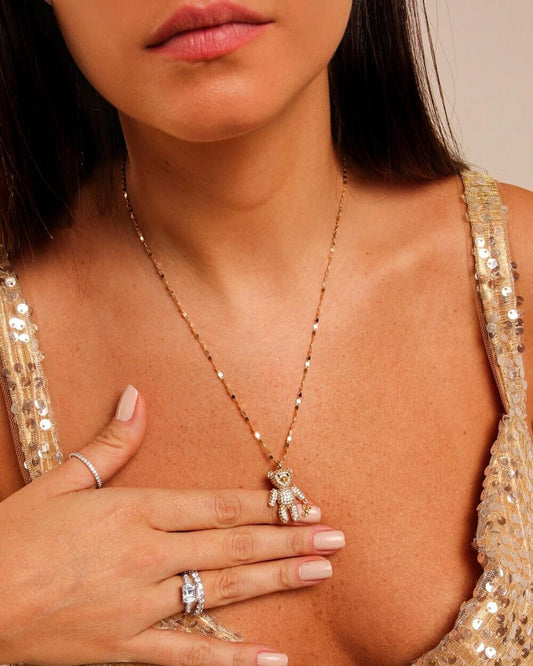 Colar Urso Teddy - Cravejado com zircônias