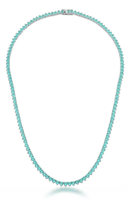 Riviera verde turmalina três pontas - Cravejada com zircônias