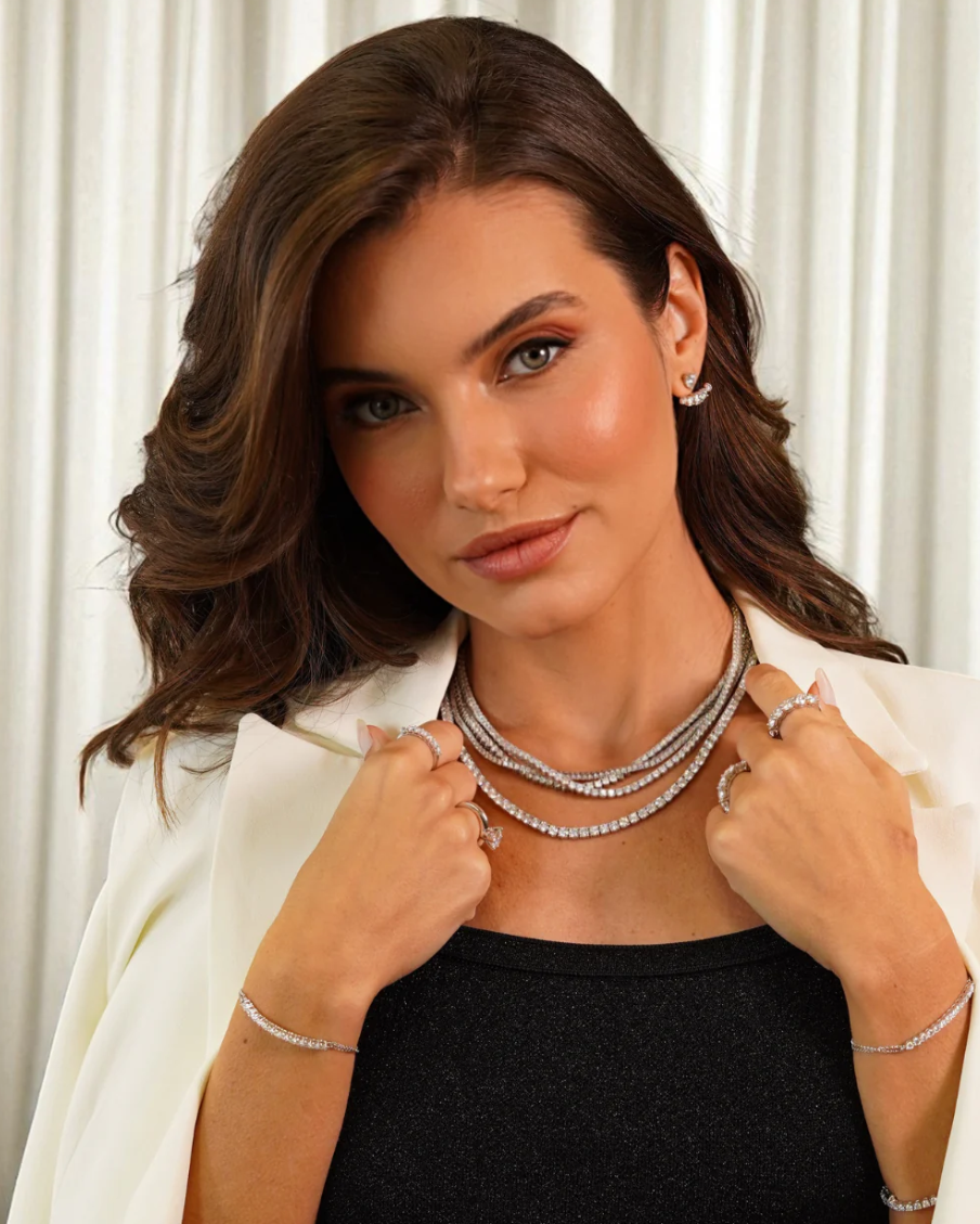 Colar Riviera 4 Garras Classic em Moissanite - 100% Prata 925