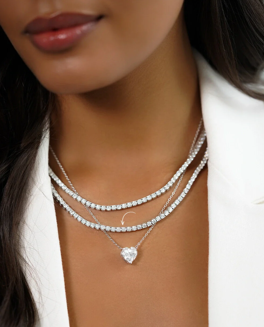 Colar Riviera 4 Garras Classic em Moissanite - 100% Prata 925