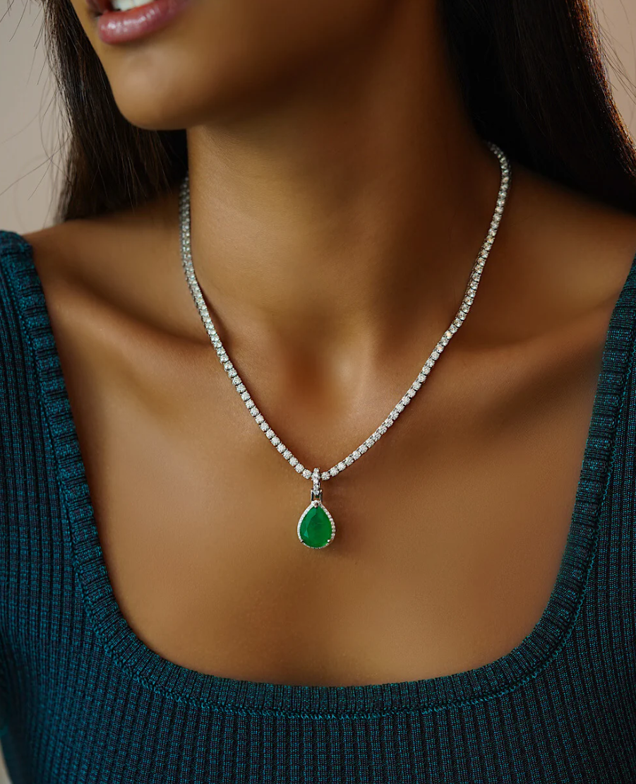 Colar Riviera 4 Garras Classic em Moissanite - 100% Prata 925