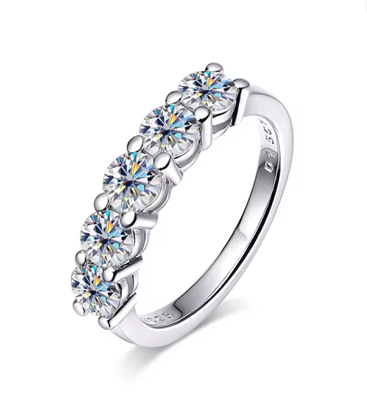 Meia Aliança Classic Moissanite - 100% Prata 925