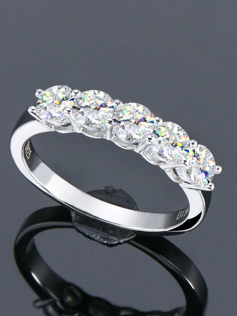 Meia Aliança Classic Moissanite - 100% Prata 925