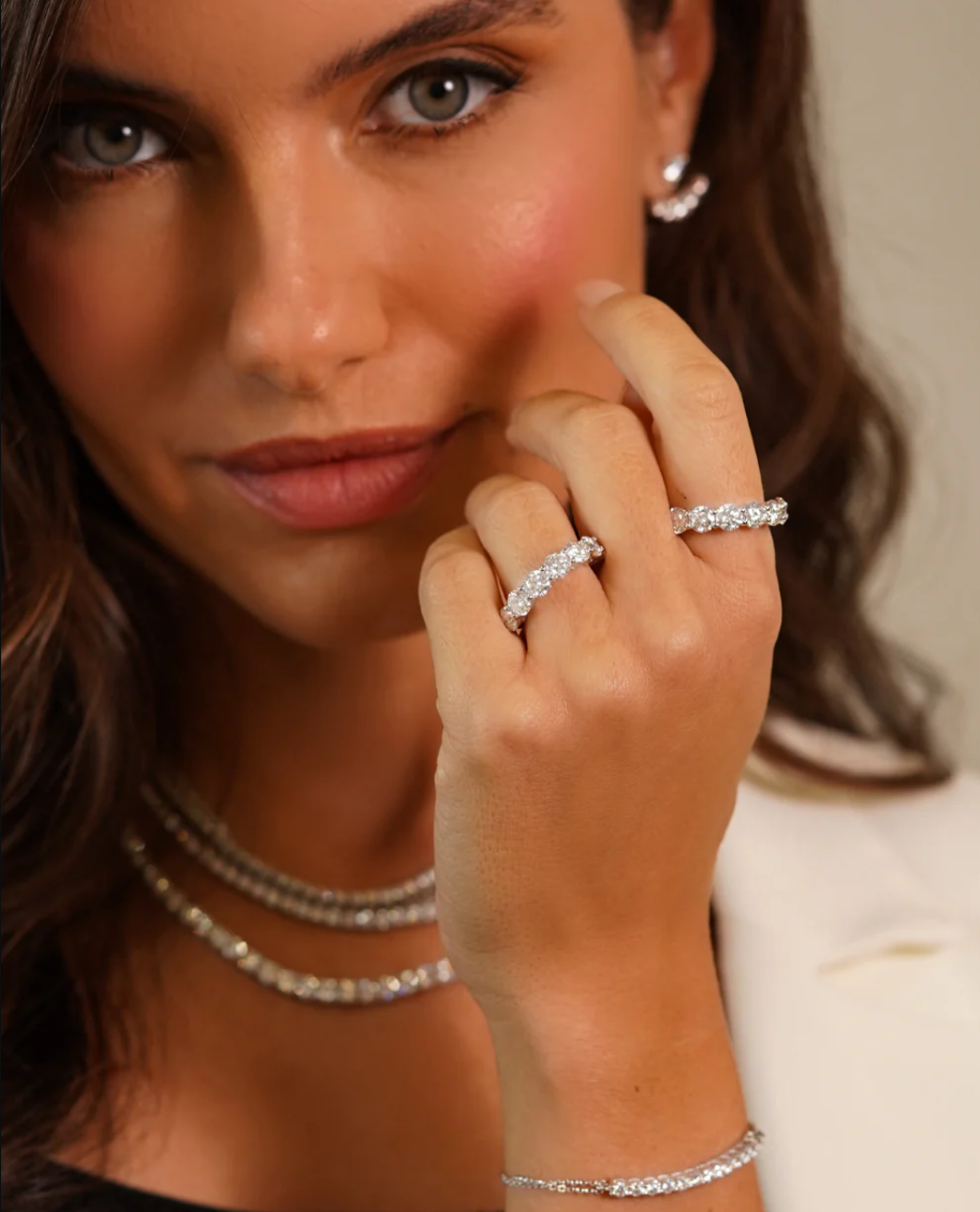 Meia Aliança Classic Moissanite - 100% Prata 925