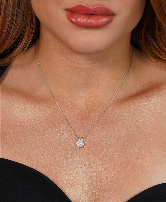 Colar Ponto de Luz 1 CT - 100% Prata com Moissanite