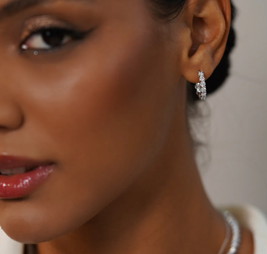 Brinco Argola Moissanite - 100% Prata 925