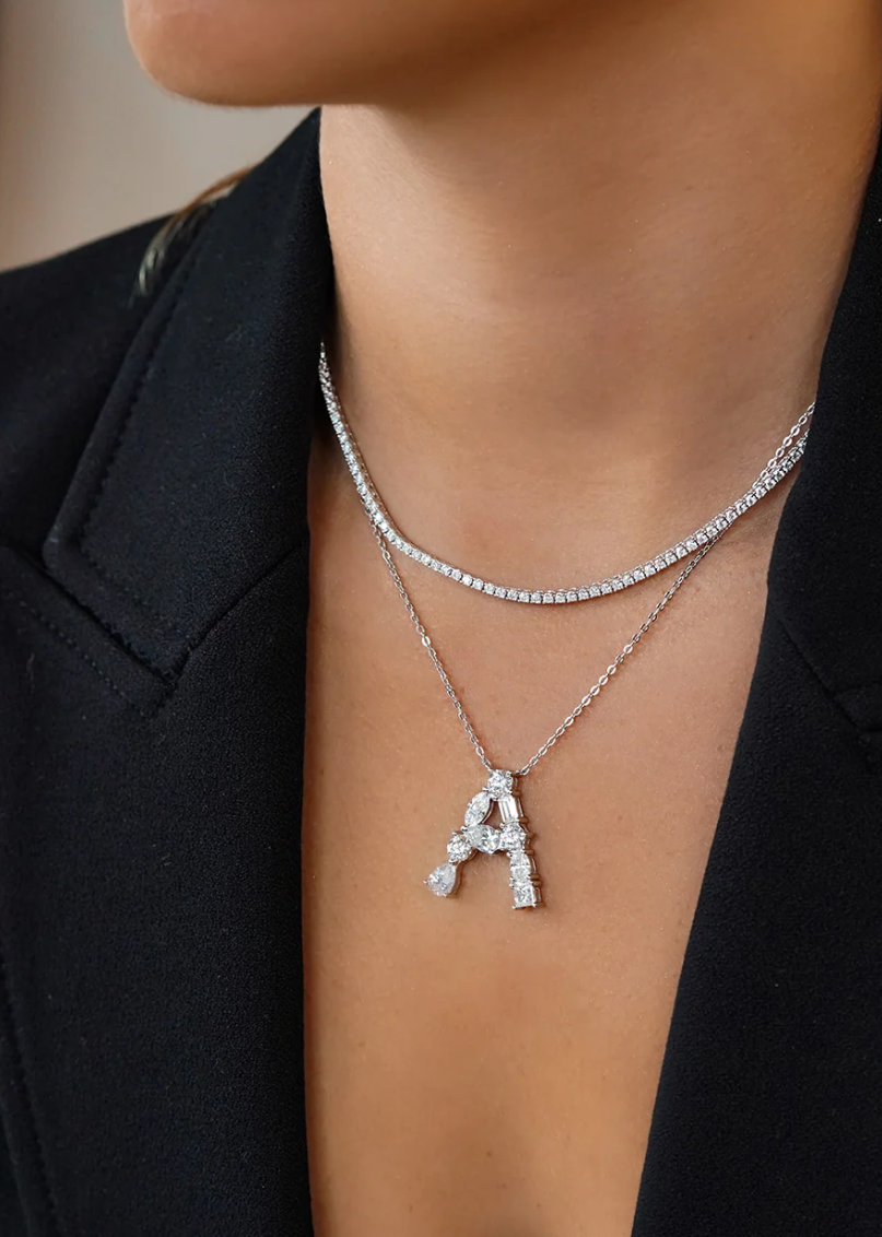 Colar Inicial Moissanite Luxo - 100% Prata 925