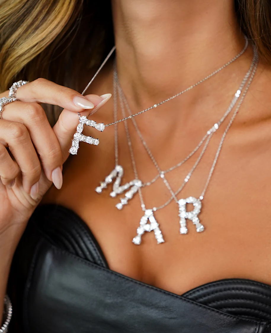 Colar Inicial Moissanite Luxo - 100% Prata 925