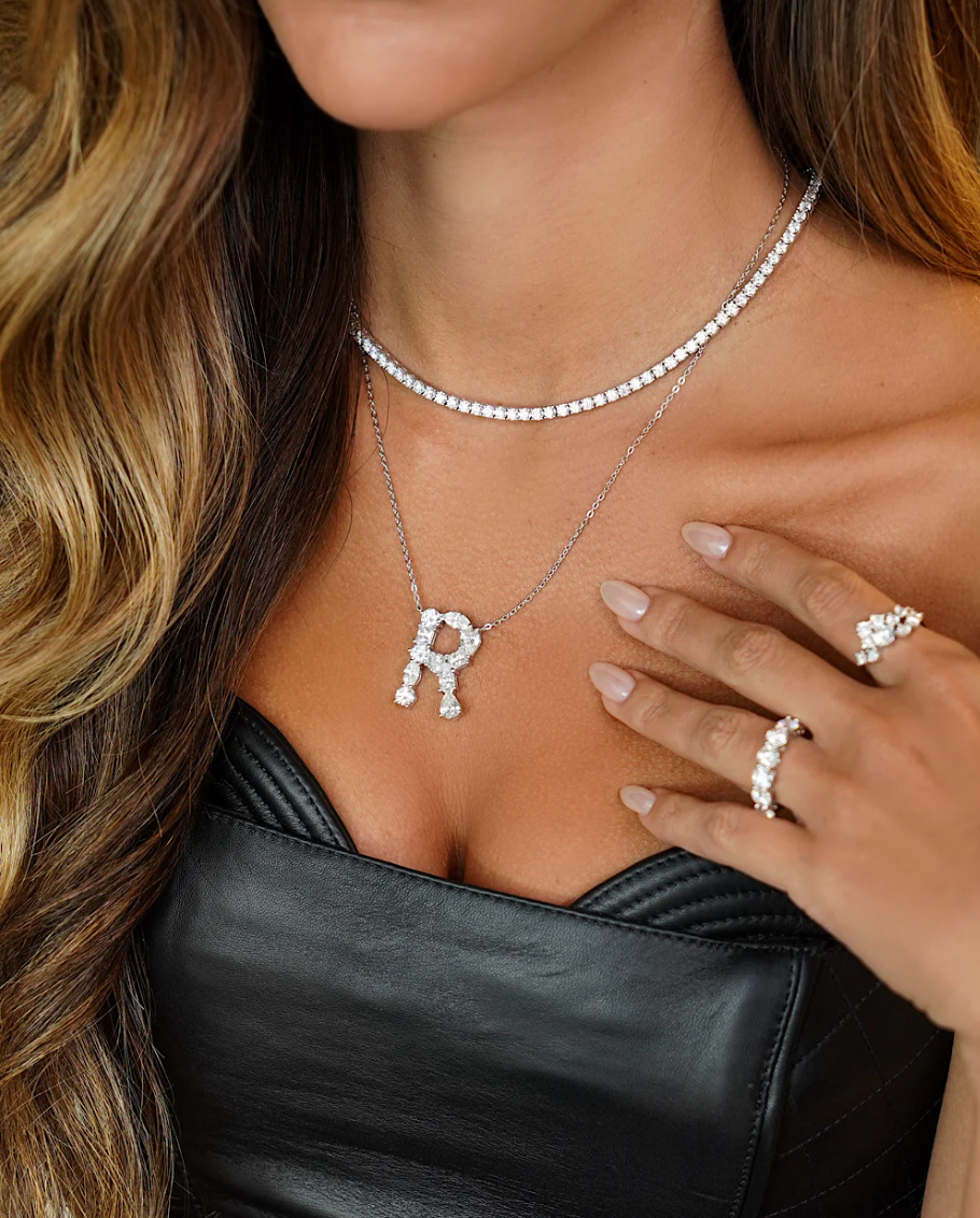 Colar Inicial Moissanite Luxo - 100% Prata 925