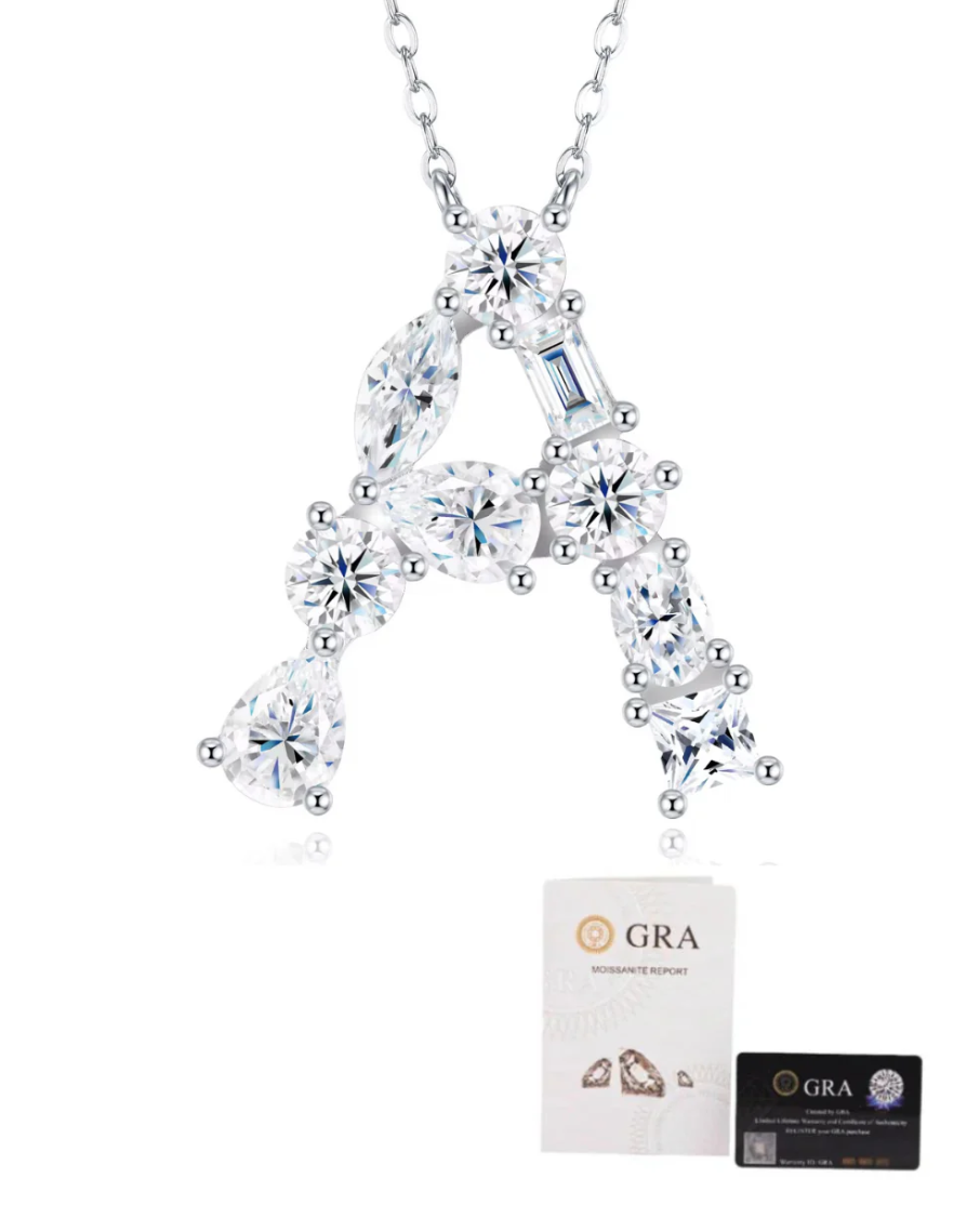 Colar Inicial Moissanite Luxo - 100% Prata 925