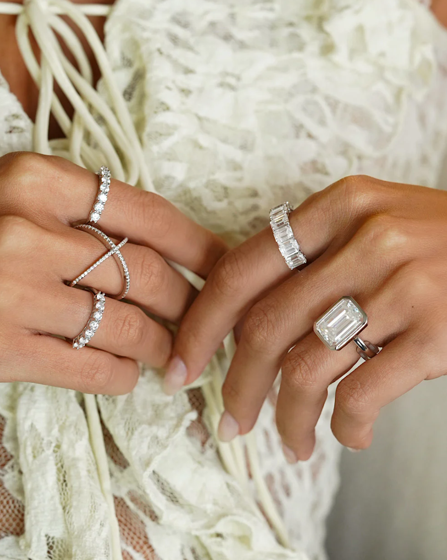 Anel Lumiere Moissanite - 100% Prata 925