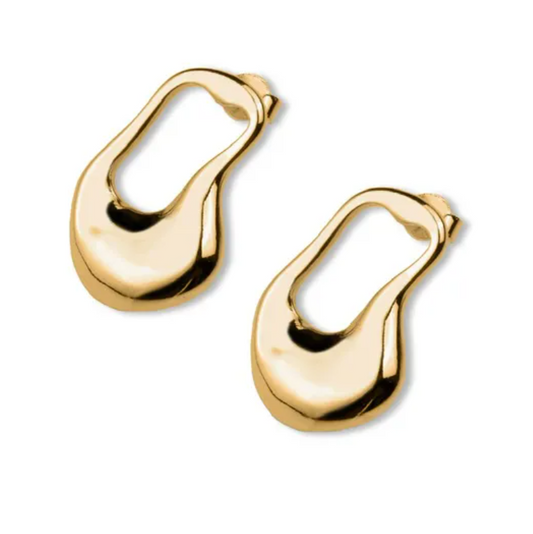 Brinco Orgânico Dourado - Banhado a ouro 18k