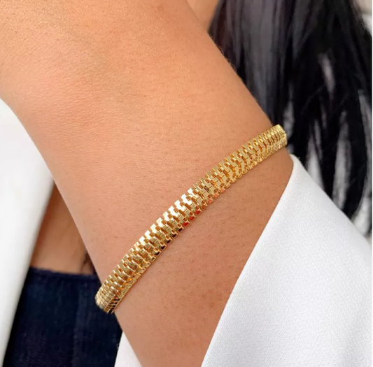 Pulseira Malha grossa - Banhada a ouro 18k