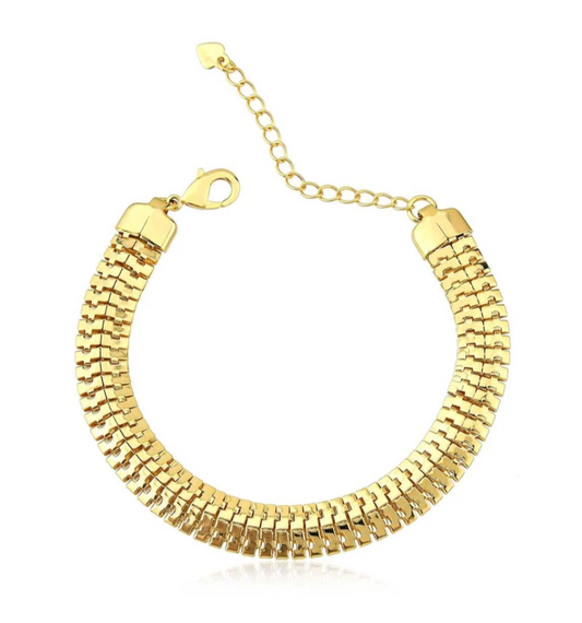 Pulseira Malha grossa - Banhada a ouro 18k