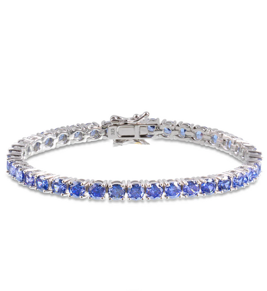 Pulseira riviera azul céu três pontas - Cravejada com zircônias