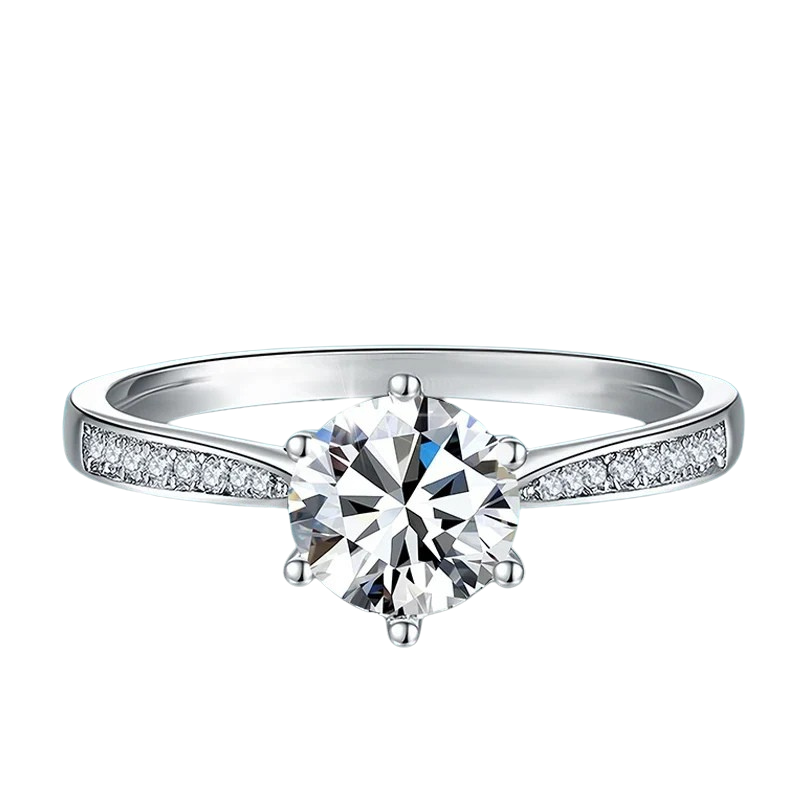 Anel Solitário Eleonora - 100% Prata com Moissanite