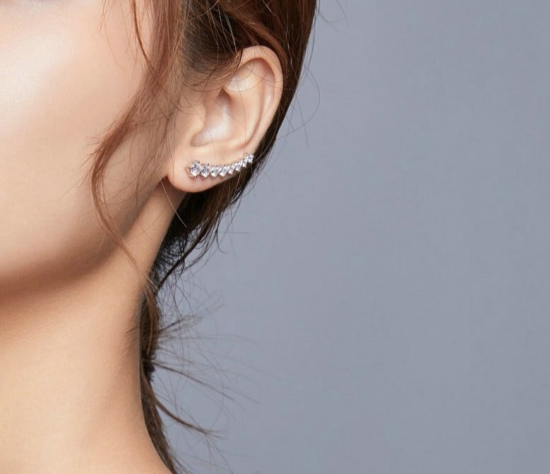 Brinco Ear Cuff Cristal - 100% Prata 925 com zircônias